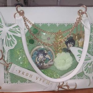 Butterfly Web Ita Tote Bag – PU Leather Display Shoulder & Crossbody Purse for Pins, Keychains and Anime Merch | Gifts for Otaku, Collectors