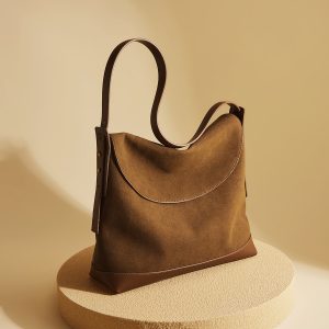 Vintage Suede-like Shoulder Bag with Large Capacity an - Retro Shoulder Bag