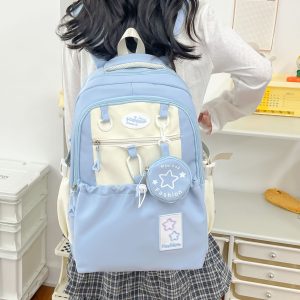 Cute Girl Junior High School Student Backpack with Adorable Cute Bag Charms