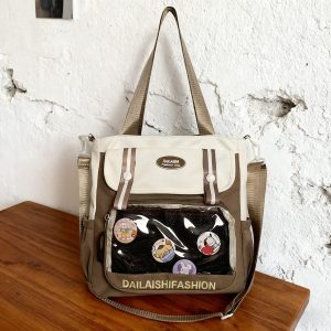 Campus-Style Ita Bag with Clear Display Window – Shoulder, Tote & Crossbody Bag for Anime Fans and Collectors