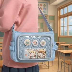 Candy Color Ita Bag: Kawaii Preppy Crossbody Shoulder Tote