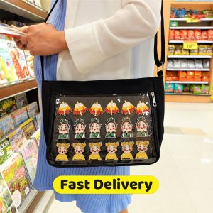 Canvas Crossbody Ita Bag: Pin Display, Collector Bag with Insert