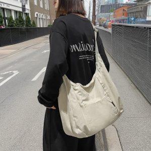 Casual Nylon Crossbody Bag, Messenger Handbag with Zipper, Lightweight Travel Bag, Multi-Color Shoulder Bag, Nylon Vintage Student Bag