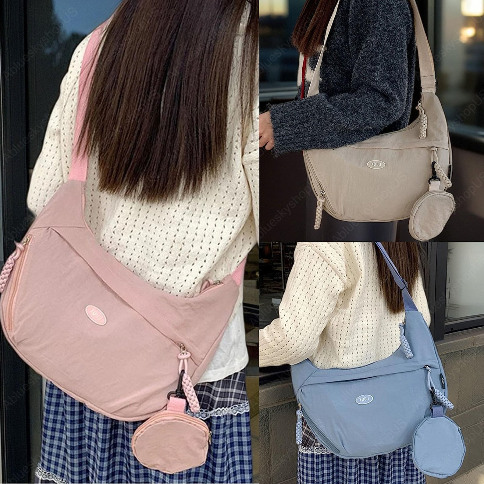 Casual Nylon Shoulder Bag, Crossbody Bag with Coin Purse, Trendy Crossbody for Women, Perfect for Work, Travel & Everyday Use, Student Bag