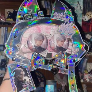 Cat Ear Ita Bag, Holographic Anime Merch Holder, Meow Dominate Aesthetic, Kawaii Collectible Accessories, Cute Anime Bag, Window Bag