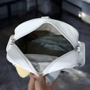 Cat-Themed Ita Bag, Clear Pocket Pin Display, Minimalist Shoulder Bag