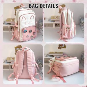 CatFace ita backpack, kawaii ita ba, enamel pin display bag, anime convention bag, clear window ita backpack, kawaii school backpack