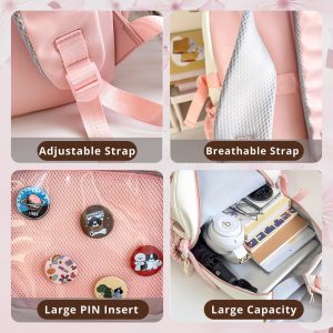 CatFace ita backpack, kawaii ita ba, enamel pin display bag, anime convention bag, clear window ita backpack, kawaii school backpack