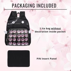 CatFace ita backpack, Kawaii ITA backpack, pin display bag, clear window ita bag, anime convention bag, kawaii ita bag, enamel pin bag