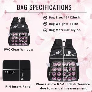 CatFace ita backpack, Kawaii ITA backpack, pin display bag, clear window ita bag, anime convention bag, kawaii ita bag, enamel pin bag