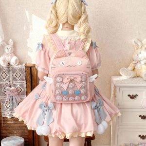 CatFace ita backpack, Kawaii ITA backpack, pin display bag, clear window ita bag, anime convention bag, kawaii ita bag, enamel pin bag