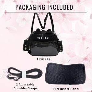 Catface ita bag & backpack, plush ita backpack, crossbody ita bag, kawaii ITA bag, enamel pin ita bag, anime convention ita bag