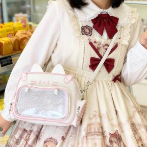 Catface ita bag & backpack, plush ita backpack, crossbody ita bag, kawaii ITA bag, enamel pin ita bag, anime convention ita bag