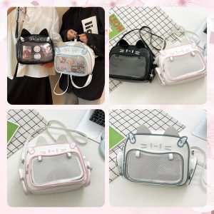 Catface ita bag & backpack, plush ita backpack, crossbody ita bag, kawaii ITA bag, enamel pin ita bag, anime convention ita bag