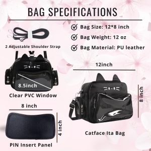 Catface ita bag & backpack, plush ita backpack, crossbody ita bag, kawaii ITA bag, enamel pin ita bag, anime convention ita bag