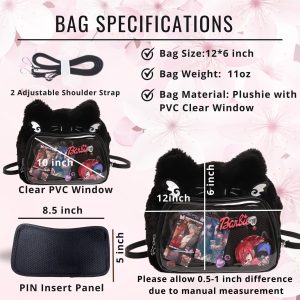 Catface plushie ita bag & backpack, plush ita backpack, crossbody ita bag, kawaii plushie bag, enamel pin ita bag, anime convention ita bag