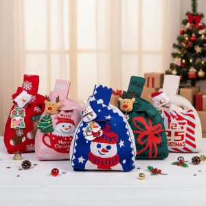 Christmas Gift Bag, Holiday Gift Bags With Name, Party Bags, Japanese Knot Handbag, Christmas Eve Gift Bags, Knitted Storage Bags, Bag