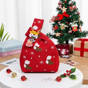 Christmas Gift Bag, Holiday Gift Bags With Name, Party Bags, Japanese Knot Handbag, Christmas Eve Gift Bags, Knitted Storage Bags, Bag