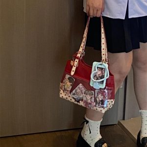 Christmas Red Ita Bag – Kawaii Cosplay Handbag with Transparent Pockets