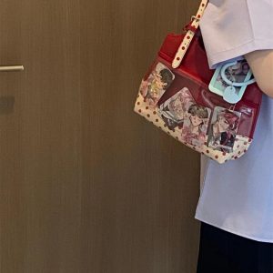 Christmas Red Ita Bag – Kawaii Cosplay Handbag with Transparent Pockets
