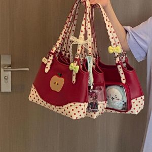 Christmas Red Ita Bag – Kawaii Cosplay Handbag with Transparent Pockets