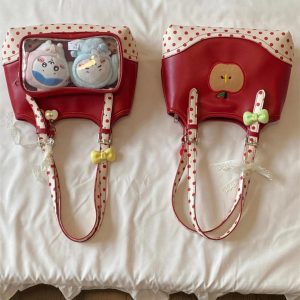 Christmas Red Ita Bag – Kawaii Cosplay Handbag with Transparent Pockets