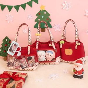Christmas Red Ita Bag – Kawaii Cosplay Handbag with Transparent Pockets