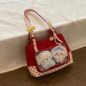 Christmas Red Ita Bag – Kawaii Cosplay Handbag with Transparent Pockets
