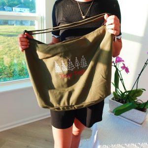 Christmas Tree Embroidered Canvas Bag, Personalized Messenger Bag, Crossbody Bag, Custom Logo Sign Purse, Custom Tote Bag, Christmas Gift.