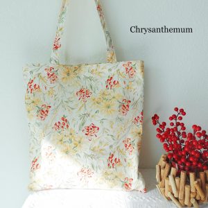 Chrysanthemum, Rose, Lilac Rose, Garden Floral Tote Bag, Custom Embroidered Canvas Bag, Personalized Floral Gift, Aesthetic Everyday Tote.
