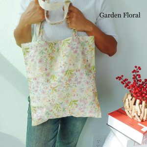 Chrysanthemum, Rose, Lilac Rose, Garden Floral Tote Bag, Custom Embroidered Canvas Bag, Personalized Floral Gift, Aesthetic Everyday Tote.