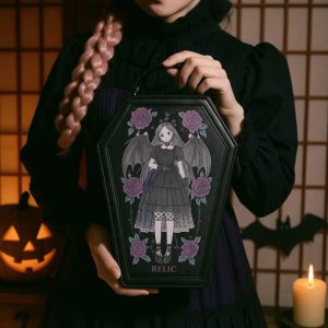 Coffin Ita Backpack – Gothic Lolita PU Dark Print Halloween Crossbody & Shoulder Bag for Women