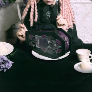 Coffin Ita Backpack – Gothic Lolita PU Dark Print Halloween Crossbody & Shoulder Bag for Women