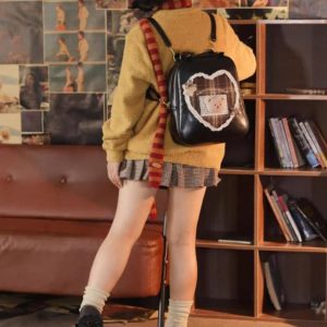 College Style Lolita Bear Backpack – Sweet Lace Coffee Y2K Schoolbag for Women | Cute Large Capacity Kawaii Student Ita Bag