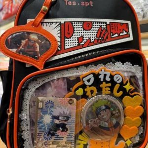 Comic Speech Ita Backpack – PU Leather Clear Display Rucksack for Pins, Keychains and Anime Merch | Gift for Collectors and Fans