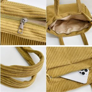Corduroy Casual Tote Handbag, Personalized Corduroy Crossbody Bag, Large Capacity Everyday Bag for Women, Autumn Winter Bag, Christmas Gift
