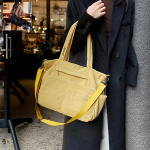 Corduroy Casual Tote Handbag, Personalized Corduroy Crossbody Bag, Large Capacity Everyday Bag for Women, Autumn Winter Bag, Christmas Gift