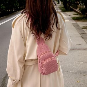 Corduroy Mini Crossbody Bag, Personalized Crossbody Chest Bag, Women’S Crossbody Chest Fanny Pack, Casual Shoulder Bag,Trendy Everyday Purse