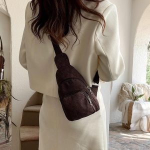 Corduroy Mini Crossbody Bag, Personalized Crossbody Chest Bag, Women’S Crossbody Chest Fanny Pack, Casual Shoulder Bag,Trendy Everyday Purse