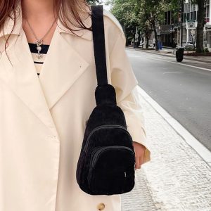 Corduroy Mini Crossbody Bag, Personalized Crossbody Chest Bag, Women’S Crossbody Chest Fanny Pack, Casual Shoulder Bag,Trendy Everyday Purse