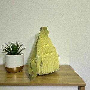 Corduroy Sling Bag Crossbody Chest Pack, Minimalist Small Shoulder Bag, Casual Travel Everyday Bag