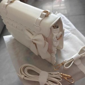 Crossbody Ita Bag – Dual-Sided Display Purse with Bow and Heart Charms, Clear Window for Pins, Keychains & Anime Merch