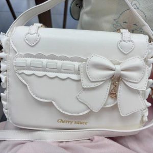 Crossbody Ita Bag – Dual-Sided Display Purse with Bow and Heart Charms, Clear Window for Pins, Keychains & Anime Merch