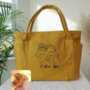 Custom Couple Canvas Travel Duffle Tote Bags, Wedding Anniversary Bag, Love Anniversary Gift, Valentine's Day Gift Bag, Personalized Totebag