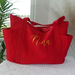 Custom Embroidered Canvas Tote Bag: Personalized Shopping Handbag