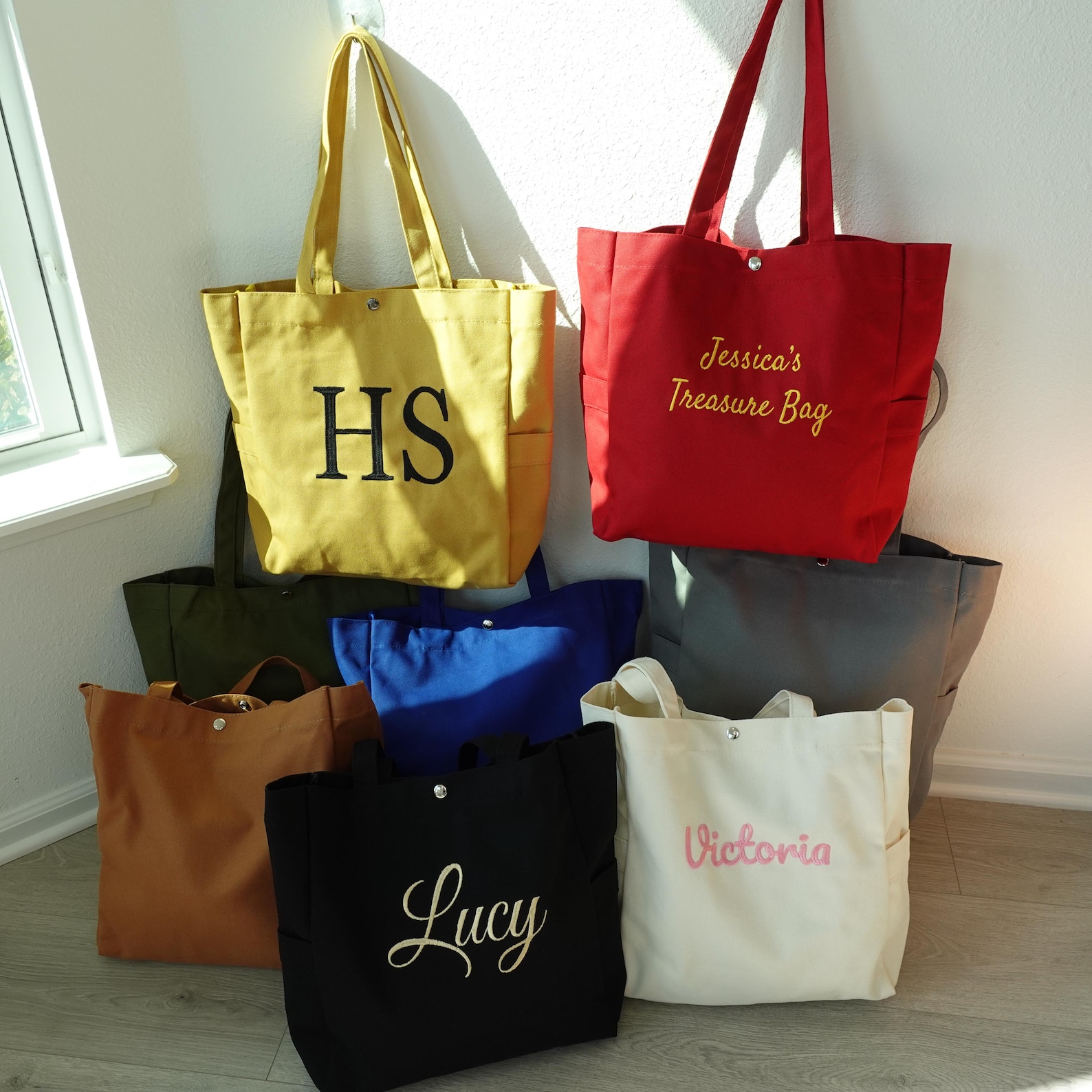 Custom Embroidered Canvas Tote Bag, Personalized Tote Bags, Aesthetic Tote Bag, School Shoulder Bag, Cute Boat Tote Bag, Bridesmaid Tote Bag