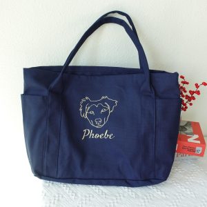 Custom Embroidered Pet Portrait Tote Bag: Personalized Canvas Dog Purse