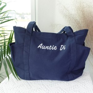 Custom Embroidery Extra Large Canvas Tote Bag, Tote Bag With Pockets, Personalized Gifts, Totebag, Totes, Big Shoulder Bags.