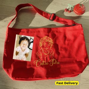 Custom Portrait Canvas Crossbody Bag: Oversized Travel Tote, Made in USA