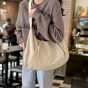 Customizable Large Nylon Shoulder Bag for Women, Casual Shoulder Bag for Daily Use, High Capacity Everyday Handbag, Perfect for School